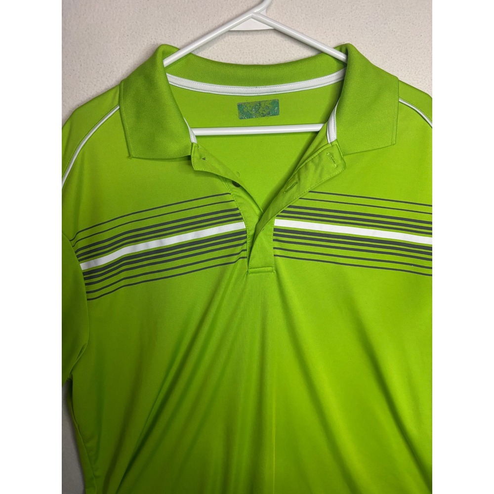 Ben Hogan Golf Polo Shirt Mens XL Lime Green Striped Performance Short Sleeve